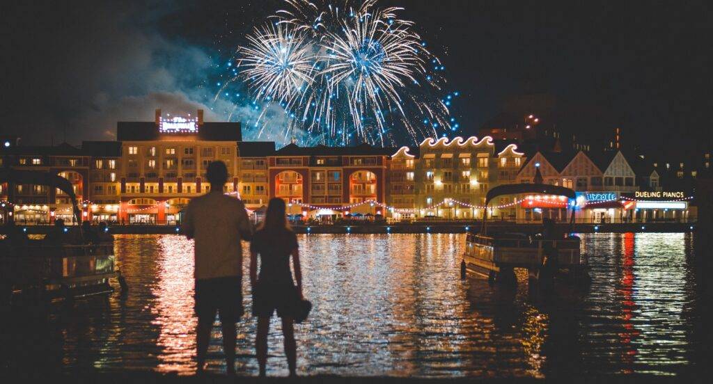 two people standing beside body of water watching fireworks-Fireworks Production Risks and Solutions