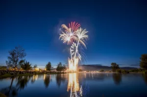 Fireworks Display Near Body Of Water